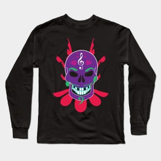 Dia de Los Muertos Music Sugar Skull - Floral Jester Edition - Purple Long Sleeve T-Shirt